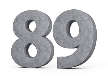 3D Beton Numarası 89 89. Gri Beton Taştan Yapılmış Beyaz Arkaplan 3D Görüntü