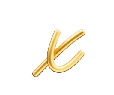 3d Altın Parlak Küçük Harf X Alfabesi x Yuvarlak Şişirilebilir Yazı Tipi Beyaz Arkaplan 3d Görüntü