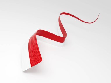 Endonezya 'nın 3d Bayrağı ve Monaco 3d Dalgalı Parlak Kurdele Beyaz Arkaplanda İzole Edildi 3d Görüntü