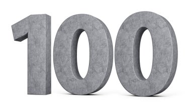 Beyaz Arkaplan Üzerinde Gri Beton Taştan Yapılmış 3D Beton Numarası 100 basamak