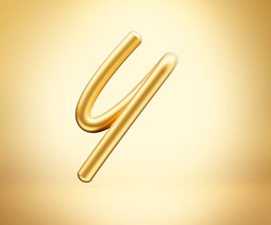3d Altın Parlak Küçük Harf y Yuvarlak Şişirilebilir Yazı Tipi Altın Arkaplan 3d Görüntü