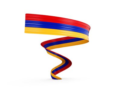 3d Ermenistan Bayrağı 3d Parlak Sallanan Bayrak Kurdelesi Beyaz Arkaplanda İzole Edildi 3d Görüntü