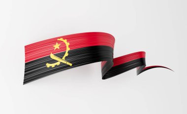 3d Flag Of Angola 3d Wavy Shiny Angola Ribbon Isolated On White Background 3d Illustration clipart