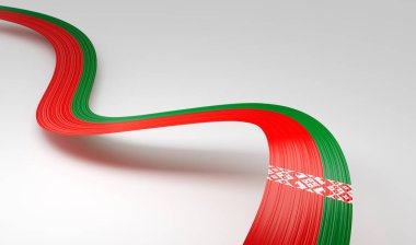 Beyaz Rusya bayrak kurdelesini sallıyor. Kazakistan 'ın bağımsızlık günü Ulusal Gün 3D illüstrasyon