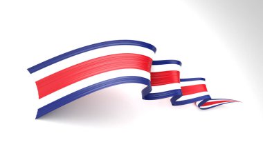 Kosta Rika 'nın 3d Bayrağı 3d Beyaz Arkaplanda İzole Edilmiş Parlayan Bayrak Kurdelesi 3d Görüntü