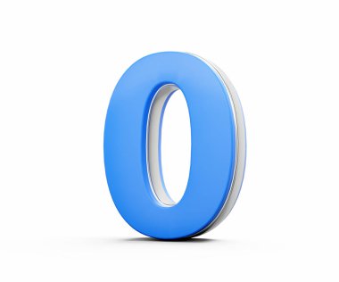 3d Mavi 0 Sıfır Sıfır Sıfır Sıfır Numara Beyaz Arkaplan 3D Görüntü