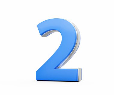 3D Mavi 2B 3D Numara Beyaz Arkaplan 3D Görüntü