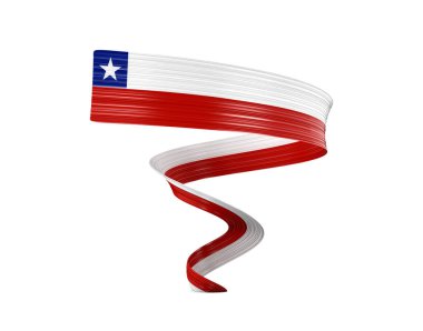 3d Şili Bayrağı 3d Dalgalı Dalgalı Dalgalı Kurdele Bayrakları Beyaz Arkaplanda İzole Edildi 3d Görüntü