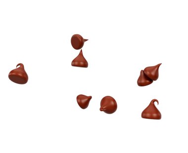 3d Sütlü Çikolata Parçacıkları ya da Havada Uçan Çikolata Morsels Beyaz Arkaplanda 3d Görüntü