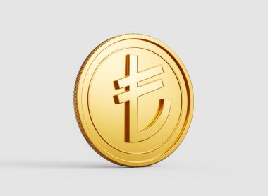 3D Altın Parlak Türk Lirası Beyaz Arkaplanda İzole Edildi 3D Görüntü