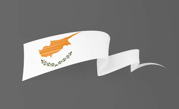 Vlajka Kypru Vlnitý Lesklý Kypr Stuha Vlajka Izolované Šedém Pozadí Stock Obrázky