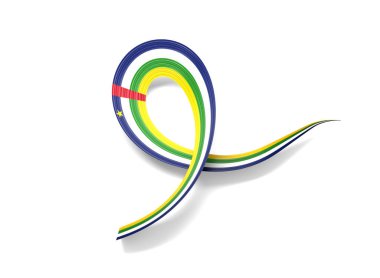 3D Orta Afrika Cumhuriyeti Bayrağı Dalgalı Farkındalık Kurdelesi Beyaz Bayrak Arkaplan 3D Görüntü