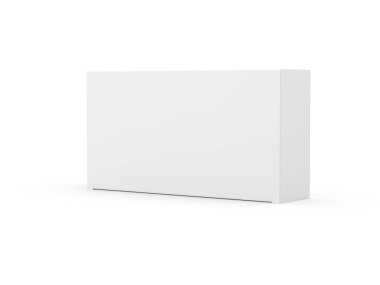 3d Boş Beyaz Dikdörtgen Karton Kutu Yapılandırma Tasarımı Beyaz Arkaplan Resimlerinde İzole Edildi