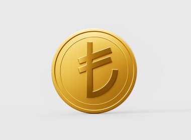 3D Altın Parlak Türk Lirası Beyaz Arkaplanda İzole Edildi 3D Görüntü