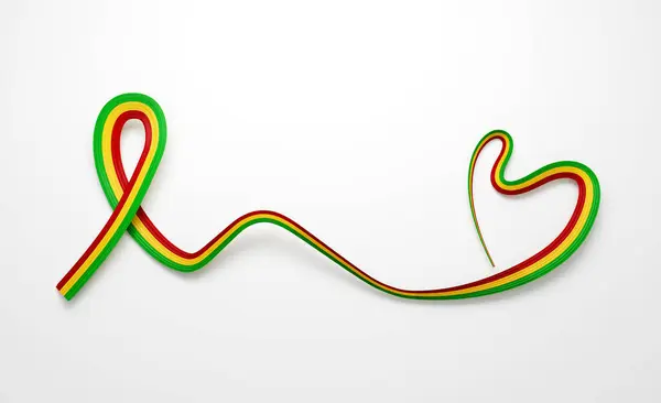 stock image 3d Flag Of Mali Heart Shape Shiny Wavy Awareness Ribbon Flag On White Background 3d Illustration