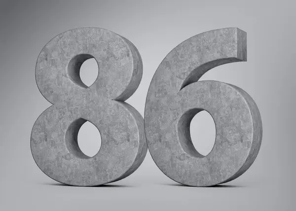stock image 3d Concrete Number Eighty Six 86 Made Of Grey Concrete Stone Grey Background 3d Illustration