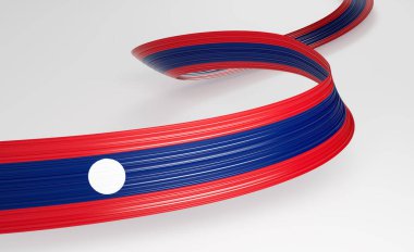 Laos 'un 3d Bayrağı 3d Dalgalı Parlak Laos Kurdelesi Beyaz Arkaplanda İzole Edildi 3d Görüntü