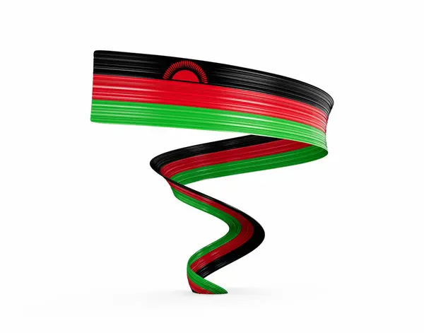 stock image 3d Flag Of Malawi 3d Shiny Waving Twisted Ribbon Flag On White Background 3d Illustration
