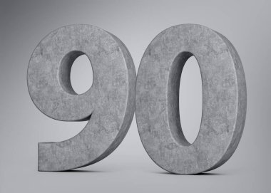 Gri zemin üzerinde gri beton taştan yapılmış 90 basamaklı 3D Beton