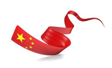 3d Çin Bayrağı 3d Parlak Çin Kurdelesi Dalgalanması Beyaz Arkaplanda İzole Edilmiş 3d Görüntü