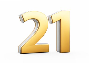 3 Boyutlu Altın Parlak 221 Numara, Beyaz Arkaplanda Gümüş Çizgili 3D Görüntü