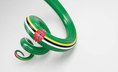 Dominica 'nın 3d Bayrağı Beyaz Arkaplan 3d Görüntü Üzerinde Dominica' nın Sarmal Parlak Kurdelesi