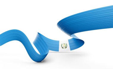 Guatemala 'nın 3d Bayrağı 3d Parlak Dalgalı Guatemala Kurdelesi Beyaz Arkaplanda 3d Görüntü