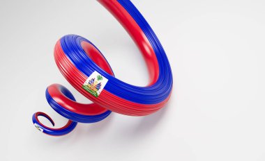 Haiti 'nin 3d Bayrağı 3d Sarmal Parlak Kurdeleli Haiti Bayrağı Beyaz Arkaplanda 3d Görüntü