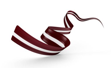 Letonya 'nın 3d Bayrağı 3d Parlak Dalgalı Letonya Bayrakları Beyaz Arkaplanda 3d Görüntü