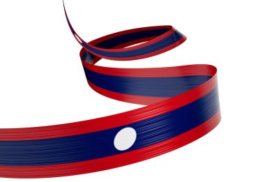 Laos 'un 3d Bayrağı Parlak Dalgalı Laos Kurdelesi Beyaz Arkaplanda 3d Görüntü