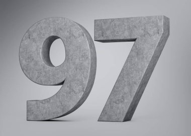 3D Beton Numarası 97. Gri Beton Taş Gri Arka plan 3D Görüntü