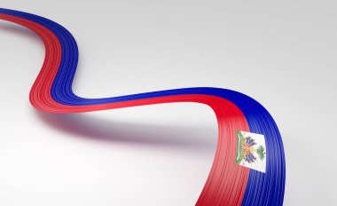 Haiti 'nin 3d Bayrağı 3d Dalgalı Parlak Haiti Kurdelesi Beyaz Arkaplanda İzole Edildi 3d Görüntü