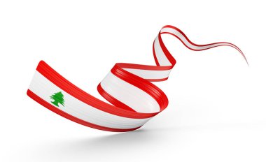 Lübnan 'ın 3d Bayrağı 3d Parlak Dalgalı Lübnan Bayrağı Beyaz Arkaplanda 3d Görüntü