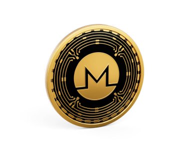3D Altın ve Siyah Yuvarlak Paralı Monero Parası Beyaz Arkaplanda İzole Edildi 3D Görüntü