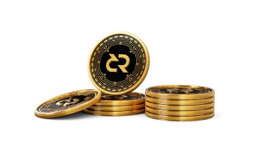 3d Stack Of Golden Cryptocurrency Decred Rounded Coins Stack On White Background 3d Illustration clipart