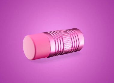 Pembe Arkaplanda İzole Edilmiş Yumuşak Pembe Silgiyle Parlak Pembe Metalik Ferrüzyon