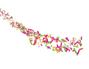 Renkli serpiştirmeler ya da Kekler için Meises Beyaz arka planda hava akışı 3D Illustration