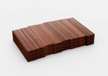 Yüksek Kaliteli Düz Gerçekçi Kahverengi Tahta Tahtalar Beyaz Arkaplanda 3 boyutlu Resimler