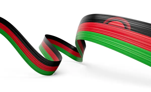stock image 3d Flag Of Malawi 3d Shiny Waving Malawi Ribbon Flag On White Background 3d Illustration