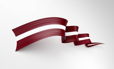 Letonya 'nın 3d. Bayrağı 3d Sallanan Dalgalı Dalgalı Kurdele Bayrakları Beyaz Arkaplanda İzole Edildi 3d Görüntü