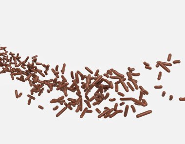 Çikolata Pastalar İçin Çikolata Serpintisi Ya da Beyaz Arkaplanda Havadan Gelen Meses 3D Görüntü