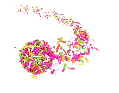 Brigadeiro Brezilya Tatlısı Balosu 3D Görüntü 'de Renkli Serpiştirmeler