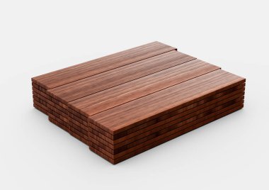 Yüksek Kaliteli Düz Gerçekçi Kahverengi Tahta Tahtalar Beyaz Arkaplanda 3 boyutlu Resimler