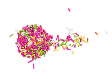 Dağınık Brigadeiro Brezilya Tatlı Topları Renkli Serpintiler veya Meises 3D İllüstrasyon