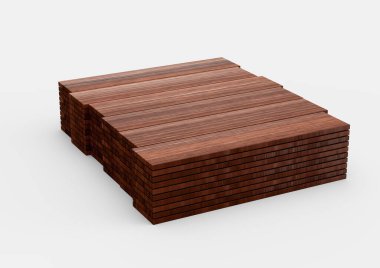 Yüksek Kaliteli Düz Gerçekçi Kahverengi Tahta Tahtalar Beyaz Arkaplanda 3 boyutlu Resimler