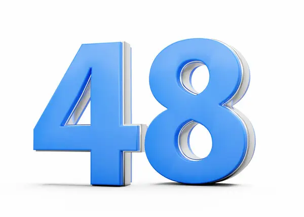 stock image 3D Number 48 Forty Eight Made Of Blue Body With Silver Outline On White Background 3D Illustration