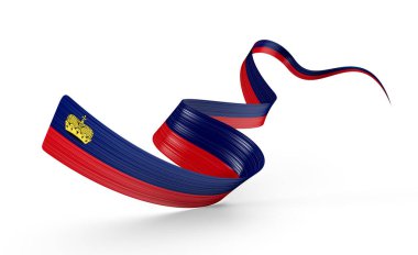 3d Lihtenştayn Bayrağı 3d Parlak Dalgalı Lihtenştayn Kurdelesi Beyaz Flama 3d Görüntü