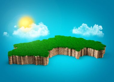 Gine Haritası Topraklar Arası Jeoloji Bölümü Yeşil Çimen ve Kaya Zeminli Doku 3D Görüntü