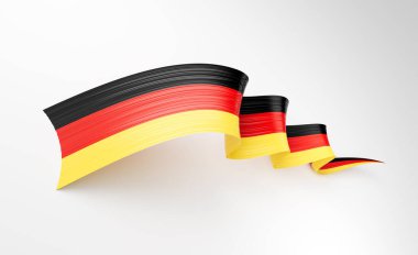 3d Almanya Bayrağı 3d Parlak Dalgalı Dalgalı Kurdele Bayrağı Beyaz Arkaplanda İzole Edildi 3d Görüntü