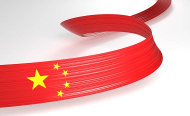 3d Çin Bayrağı 3d Dalgalı Parlak Çin Kurdelesi Beyaz Arkaplanda İzole Edilmiş 3d Görüntü